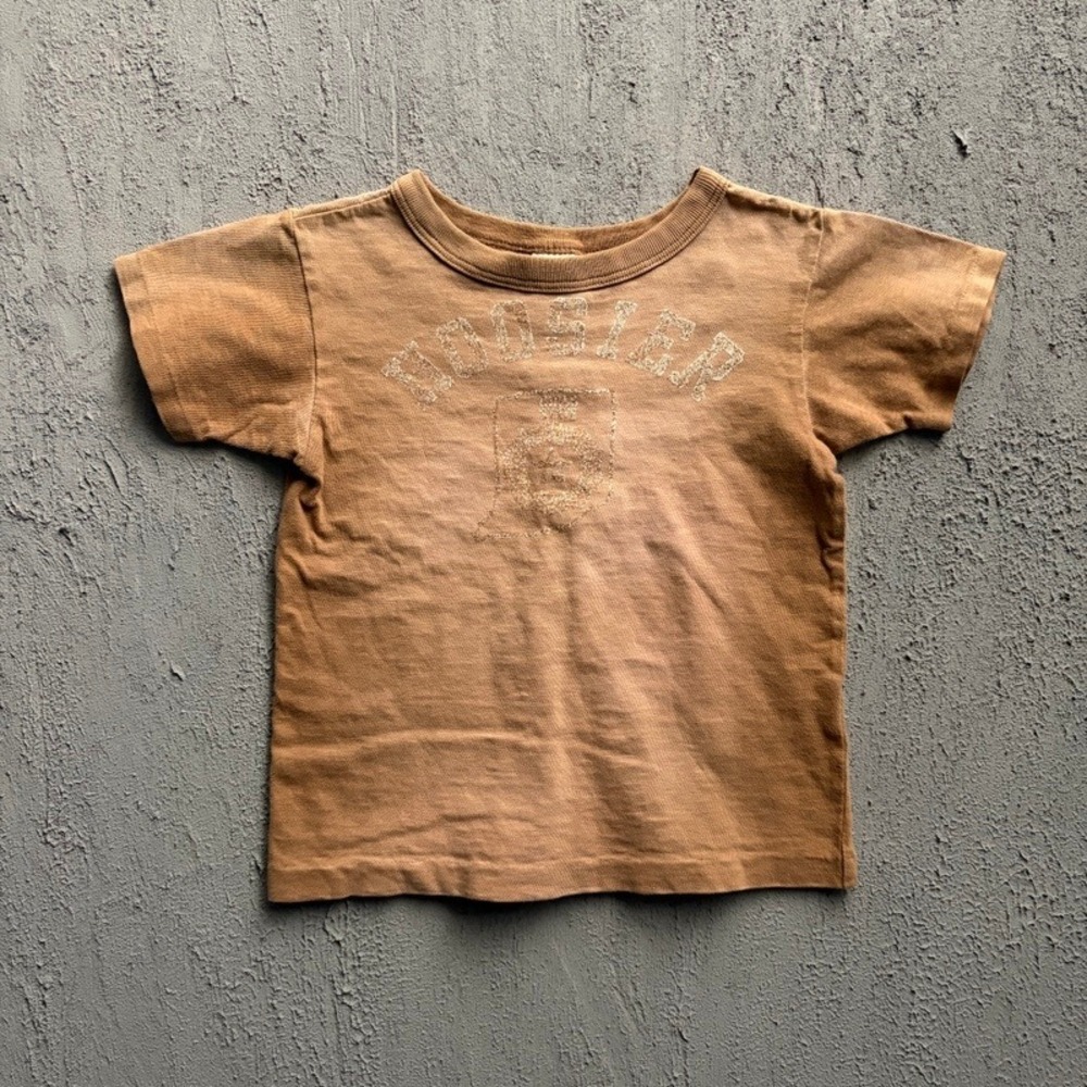 Denim & Dungaree T-Shirt Small 110CM Brown Hoosier Japan Baby Tee